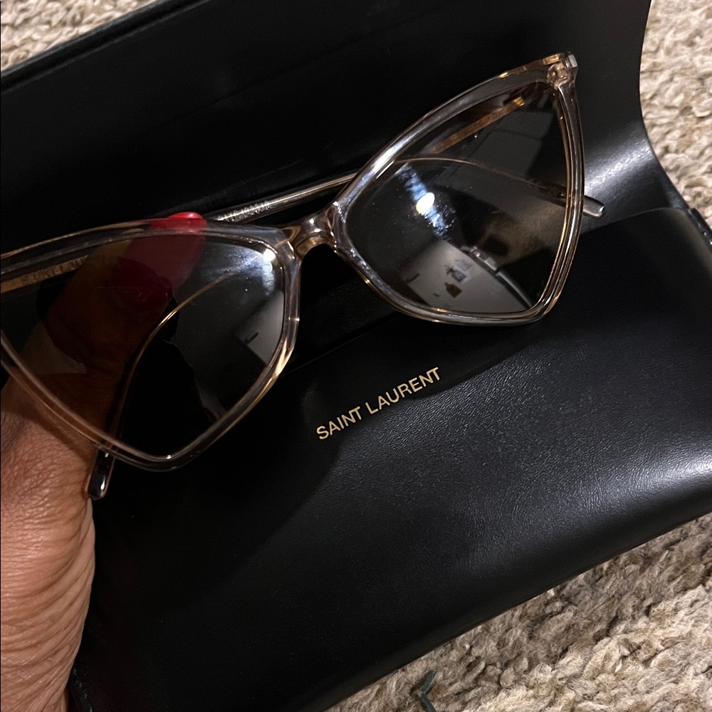 Saint Laurent Women's Sunglasses - Clear Nude Frames & Brown Lens - Picture 7 of 10